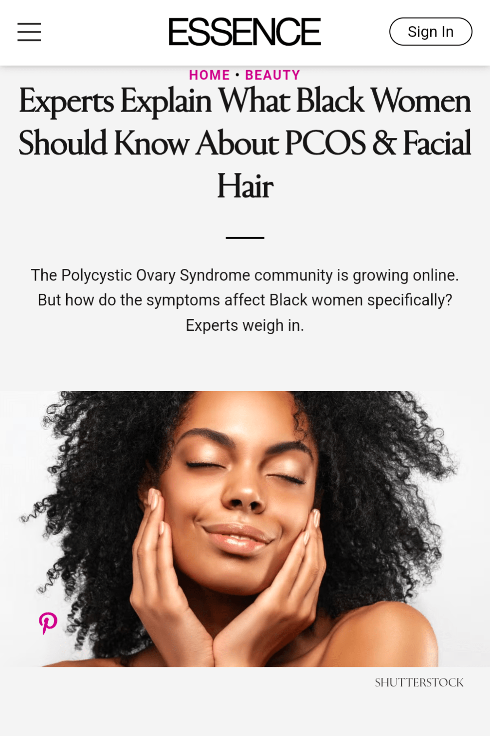Essence Magazine Feature on PCOS and Facial Hair