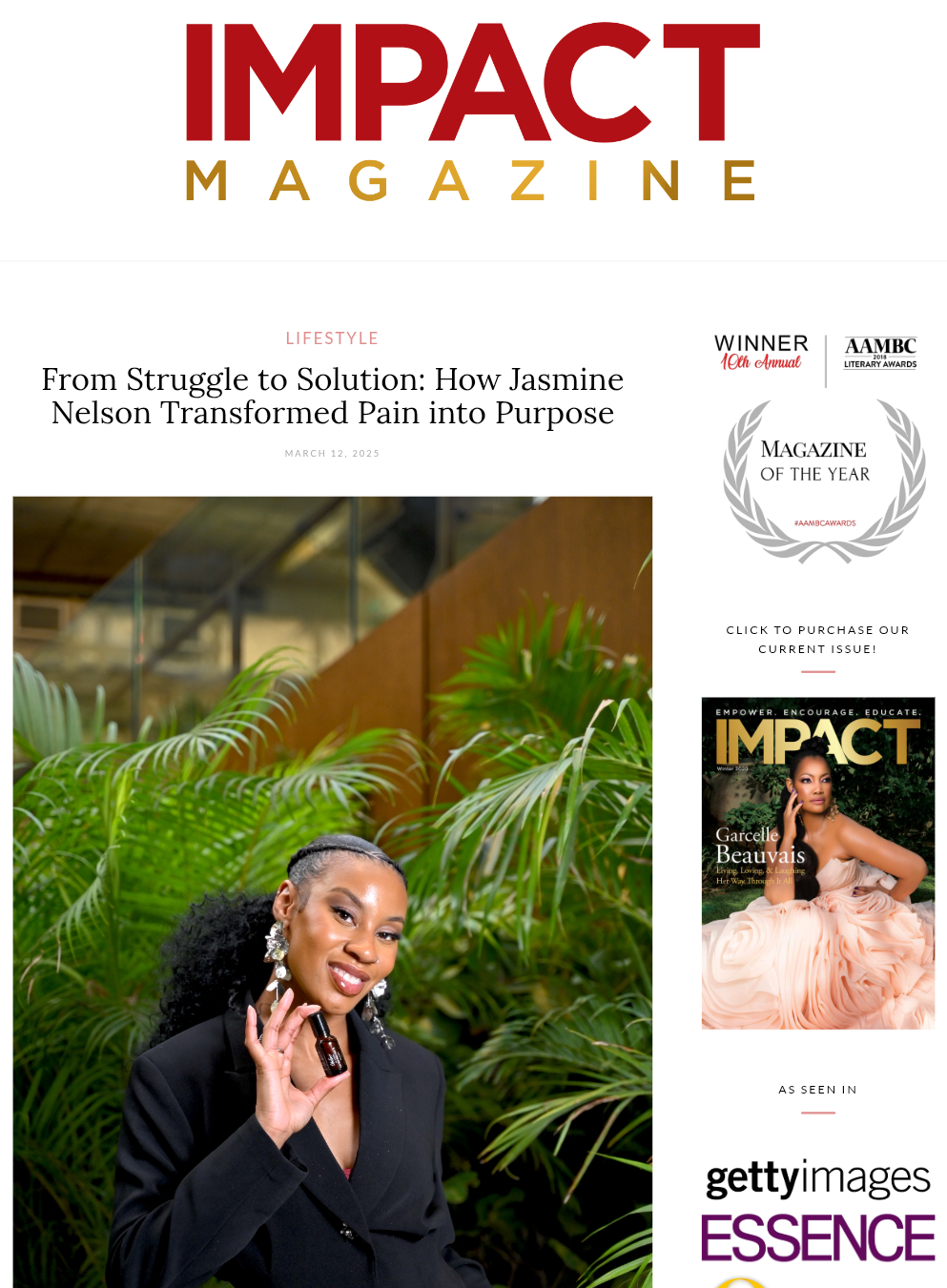 Impact Magazine Featuring Jasmine Nelson's Umber J Lenay story of origin