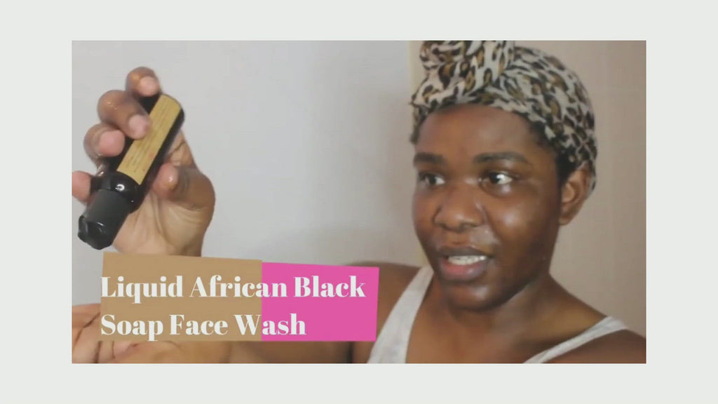 Client of Umber by J. Lenay uses Liquid African Black Soap Face Wash for facial routine to help with unwanted facial hair